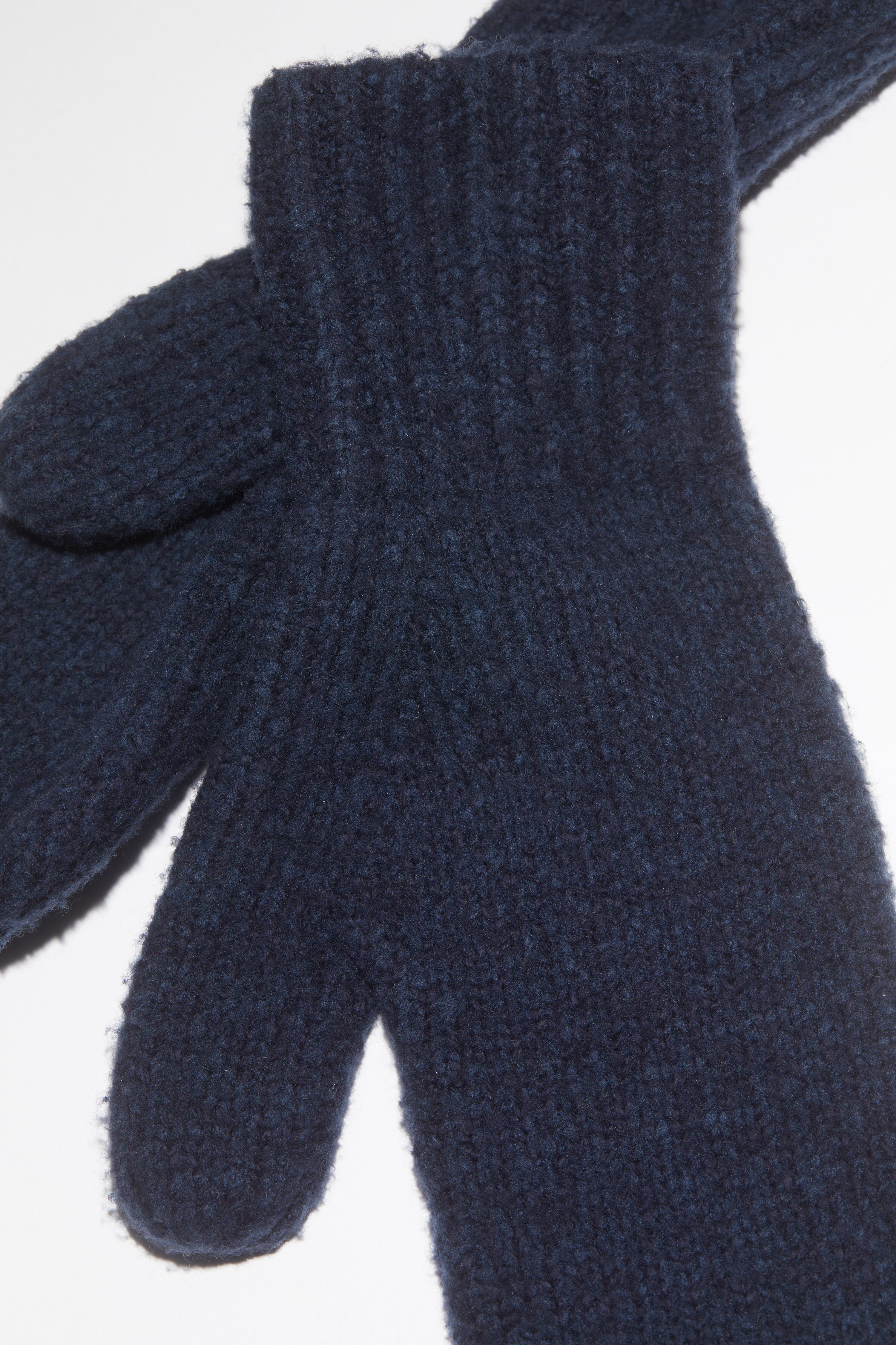 Wool blend mittens - Navy - 2