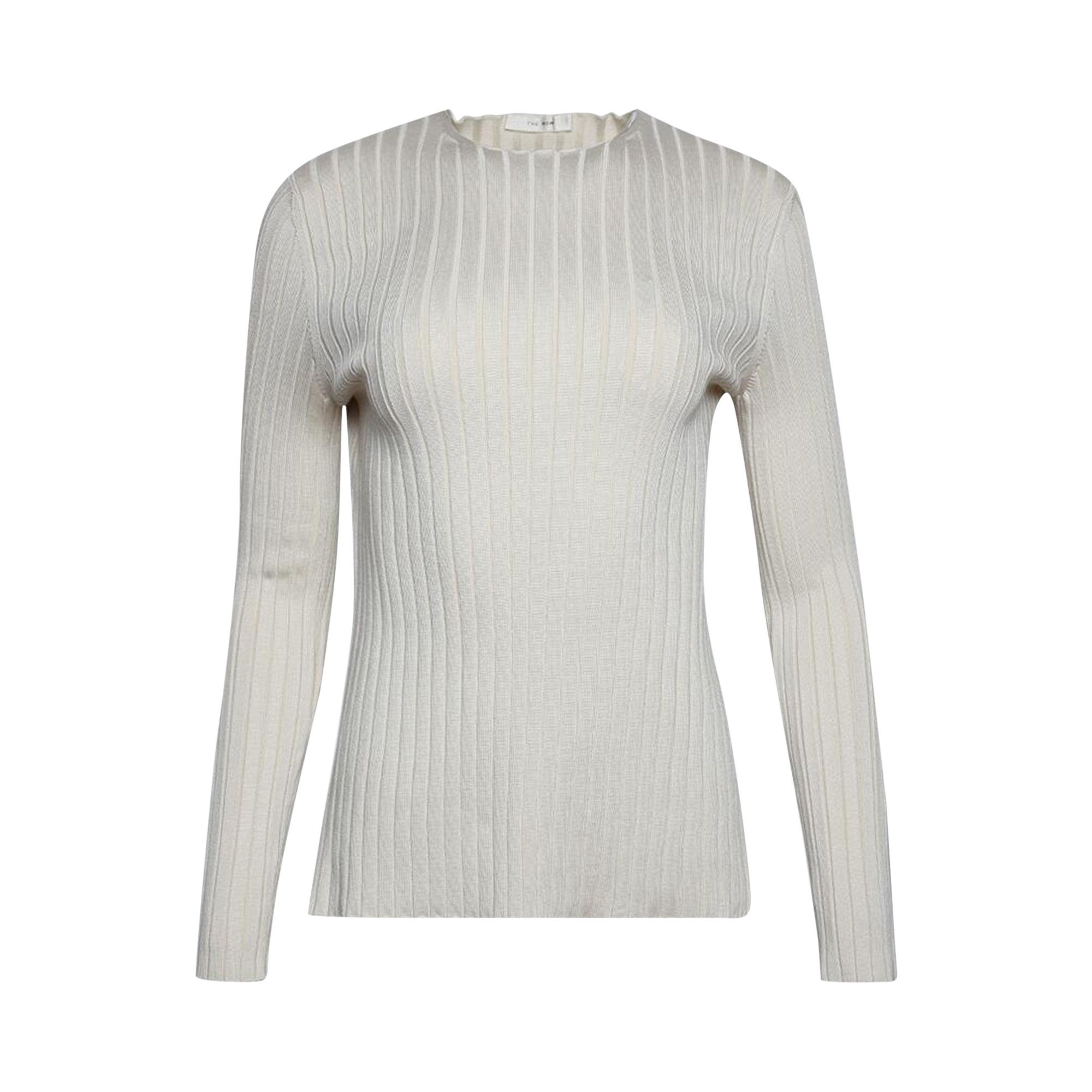The Row Open Back Ribbed Silk Sweater 'Latte' - 1