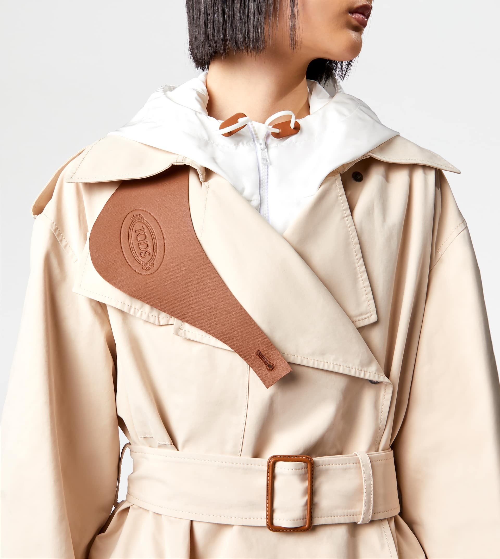 JACKET WITH INSERTS IN LEATHER - OFF WHITE - 5