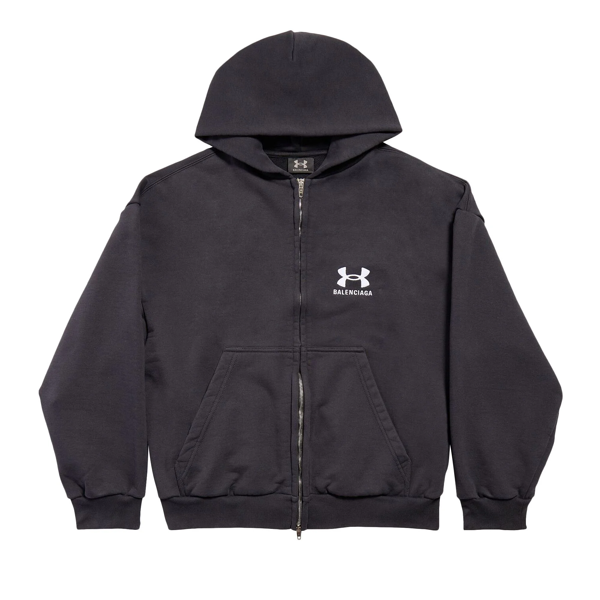 Balenciaga x Under Armour Zip Up Hoodie 'Black/White' - 1