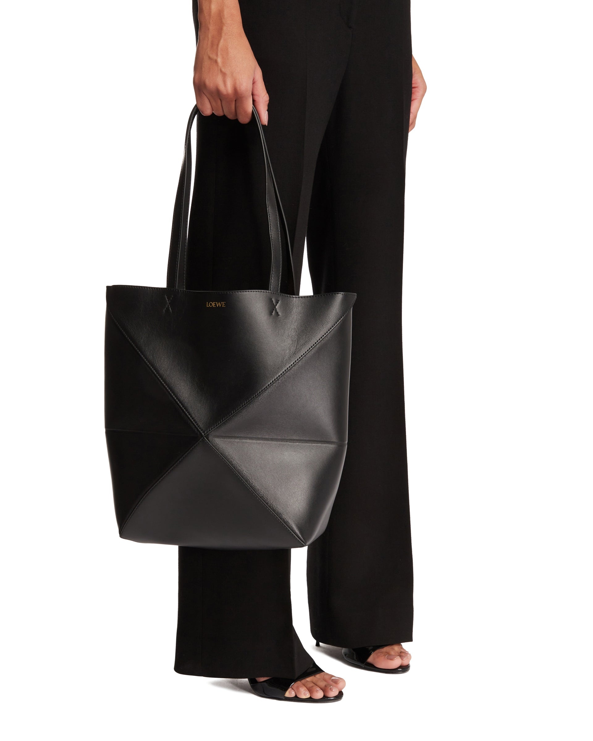 Black Medium Puzzle Fold Tote - 4