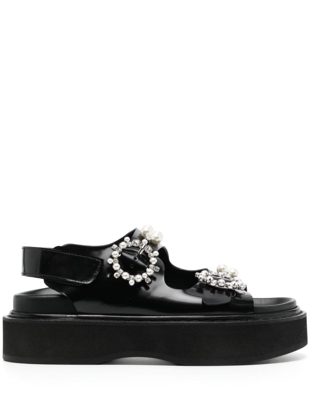 crystal-embellished leather sandals - 1