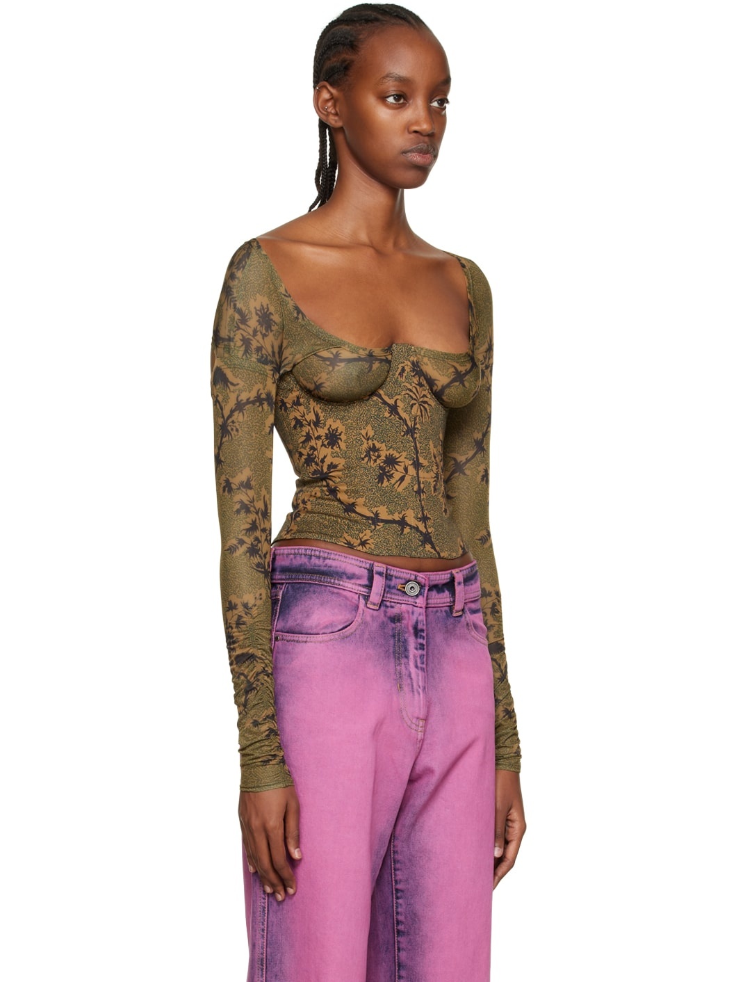 SSENSE Exclusive Khaki Scythe Bustier Blouse - 2