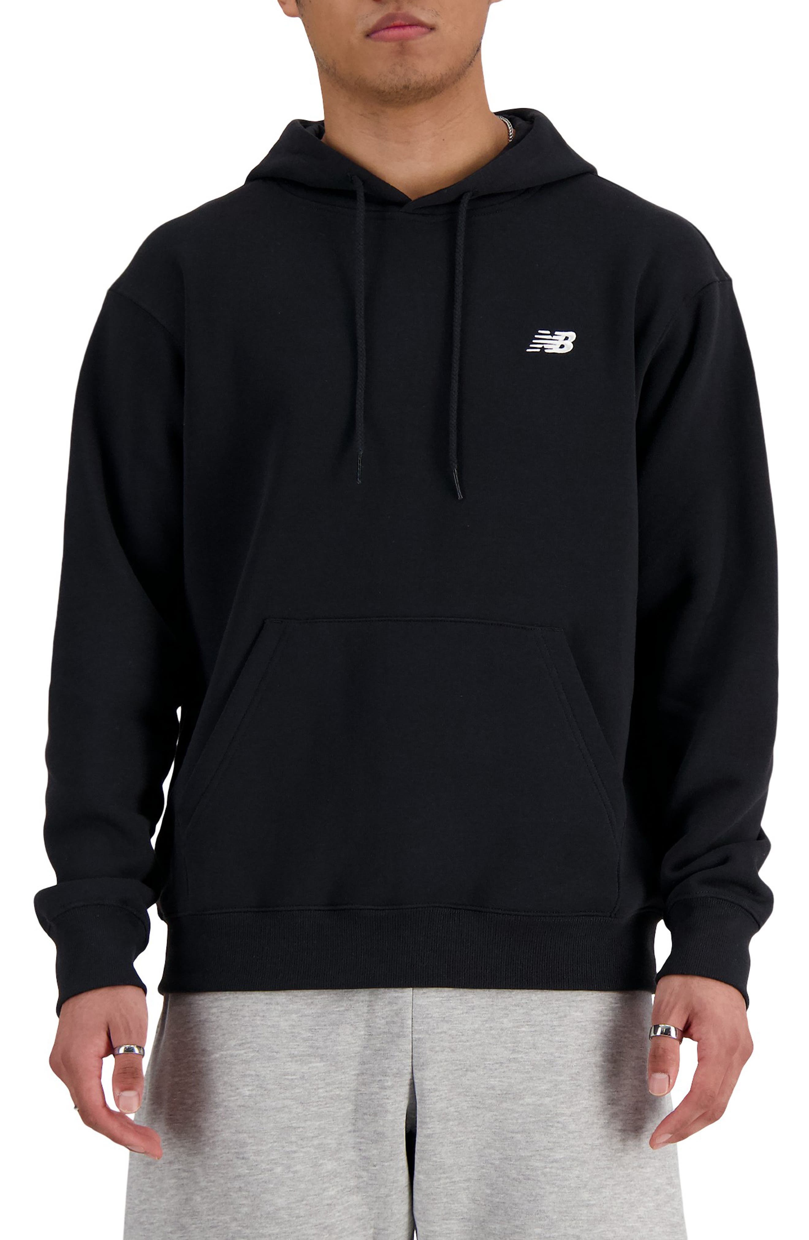 New Balance Sport Essentials Relaxed Fit Fleece Pullover Hoodie in Black at Nordstrom - 1