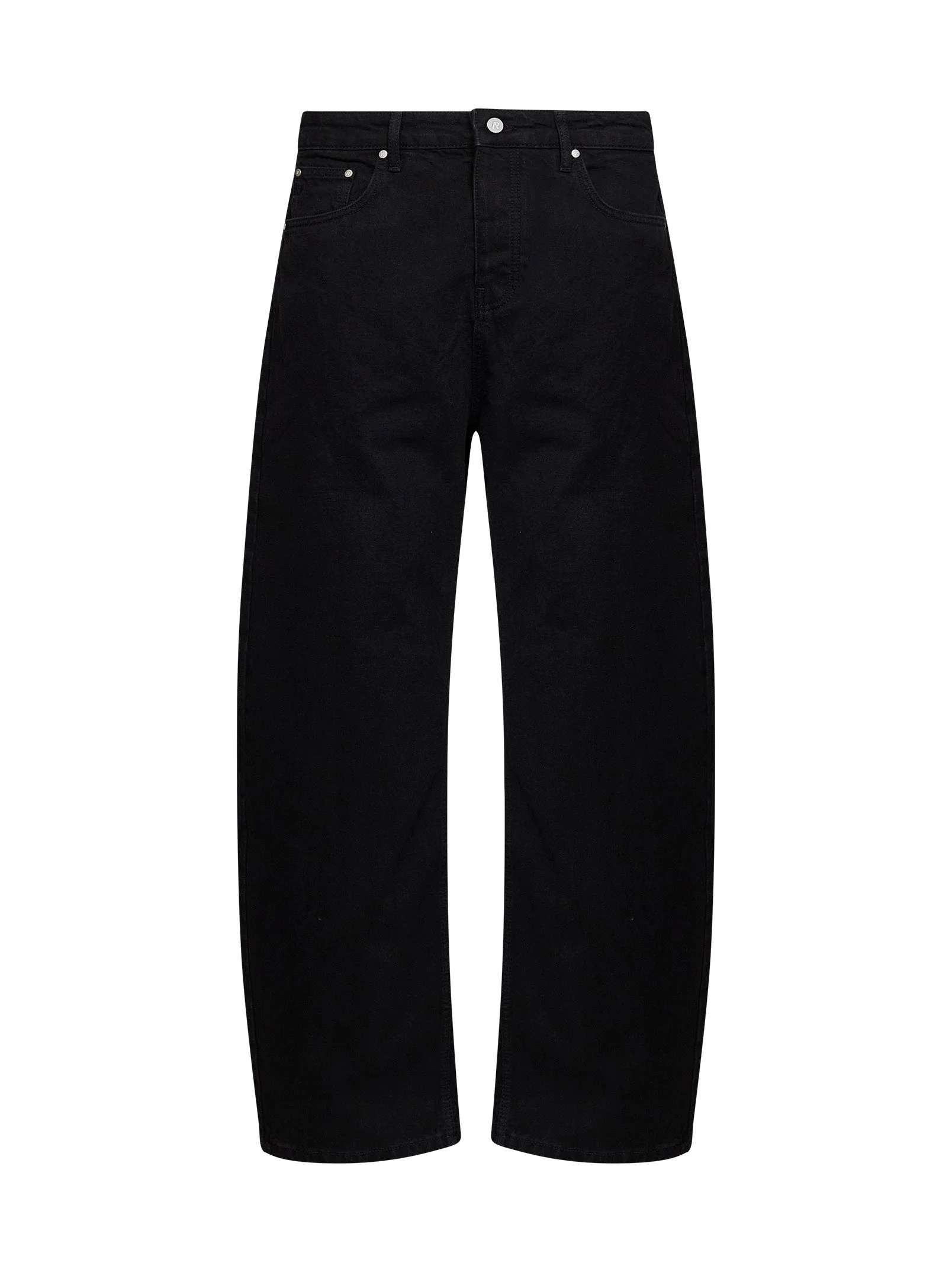 Black cotton denim R5 curved-leg jeans - 1