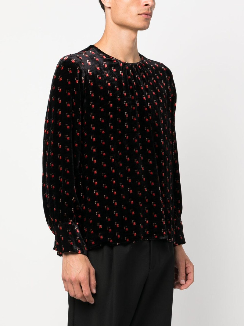 velour graphic-print blouse 4