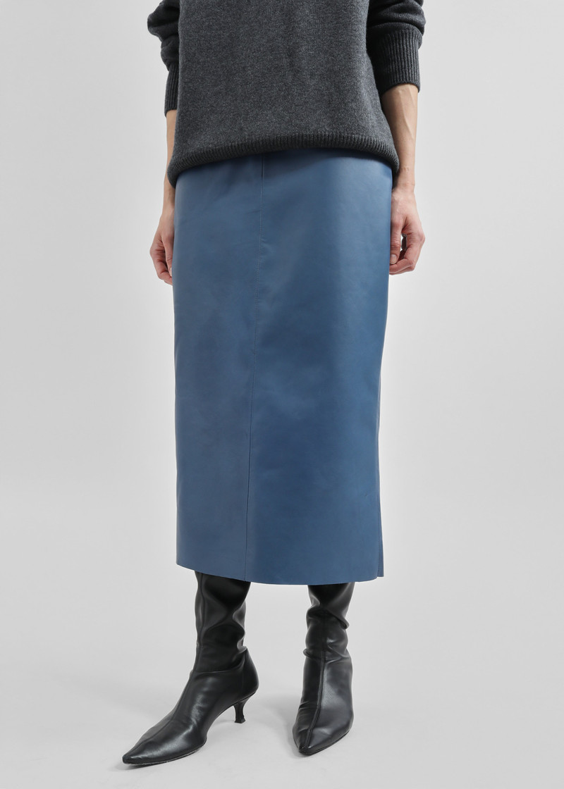 Taney Leather Midi Skirt - Cobalt 7