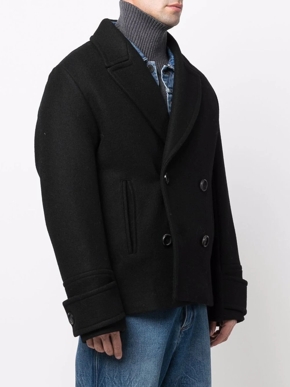 double-breasted wool coat - 4