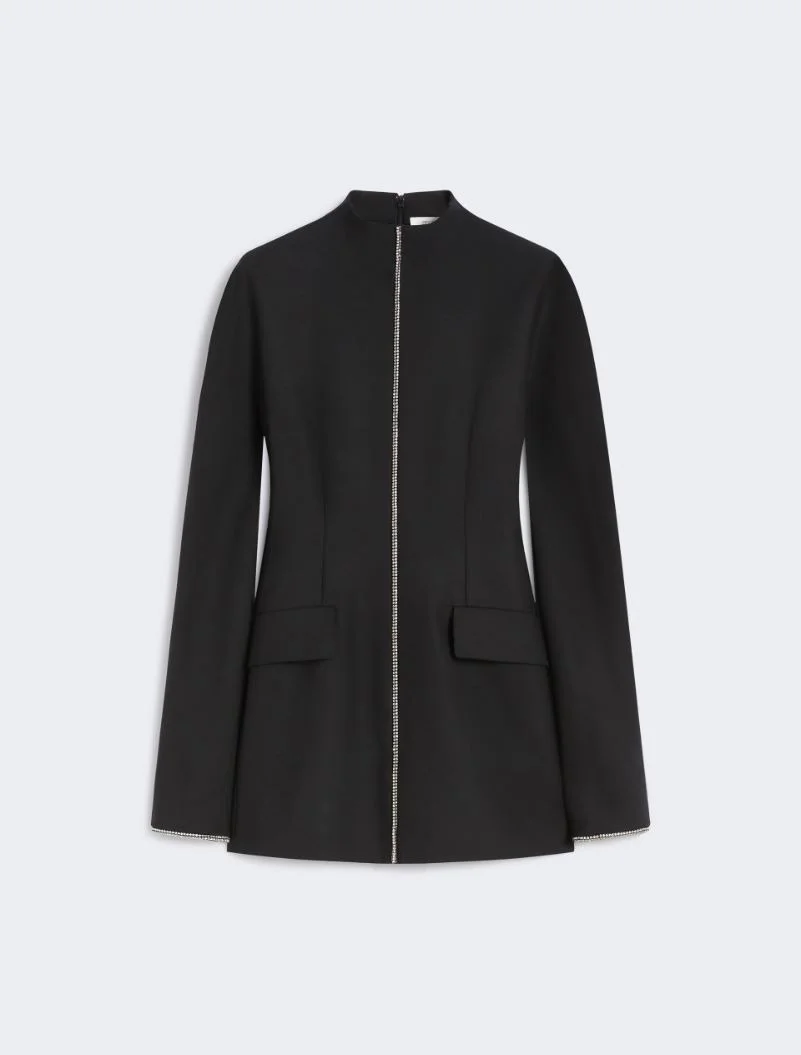 Short stretch wool-blend dress - KLEPSYDRA CAPSULE - BLACK - 1