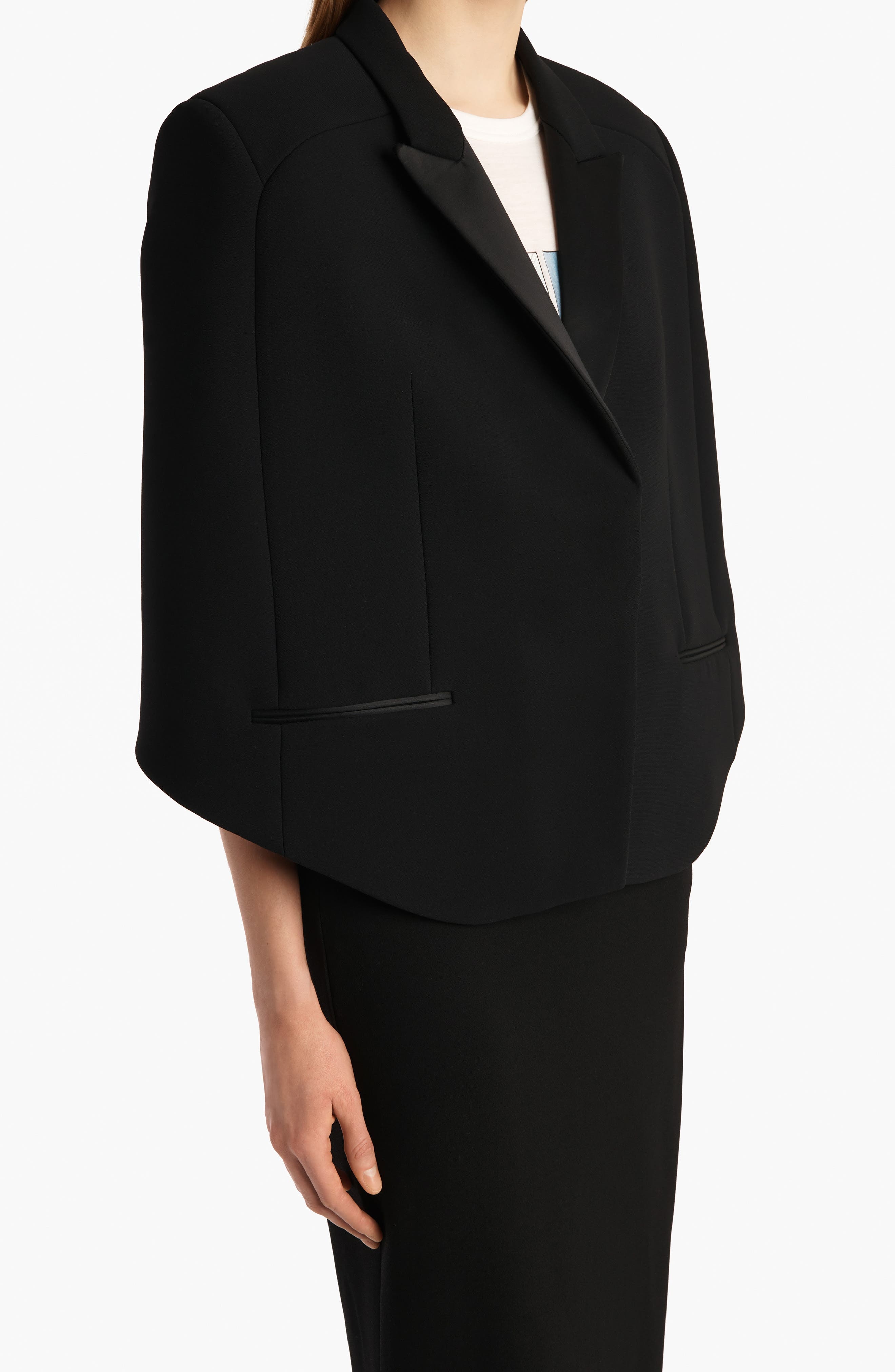 Khaite Severo Double Face Crepe Cape in Black at Nordstrom - 3