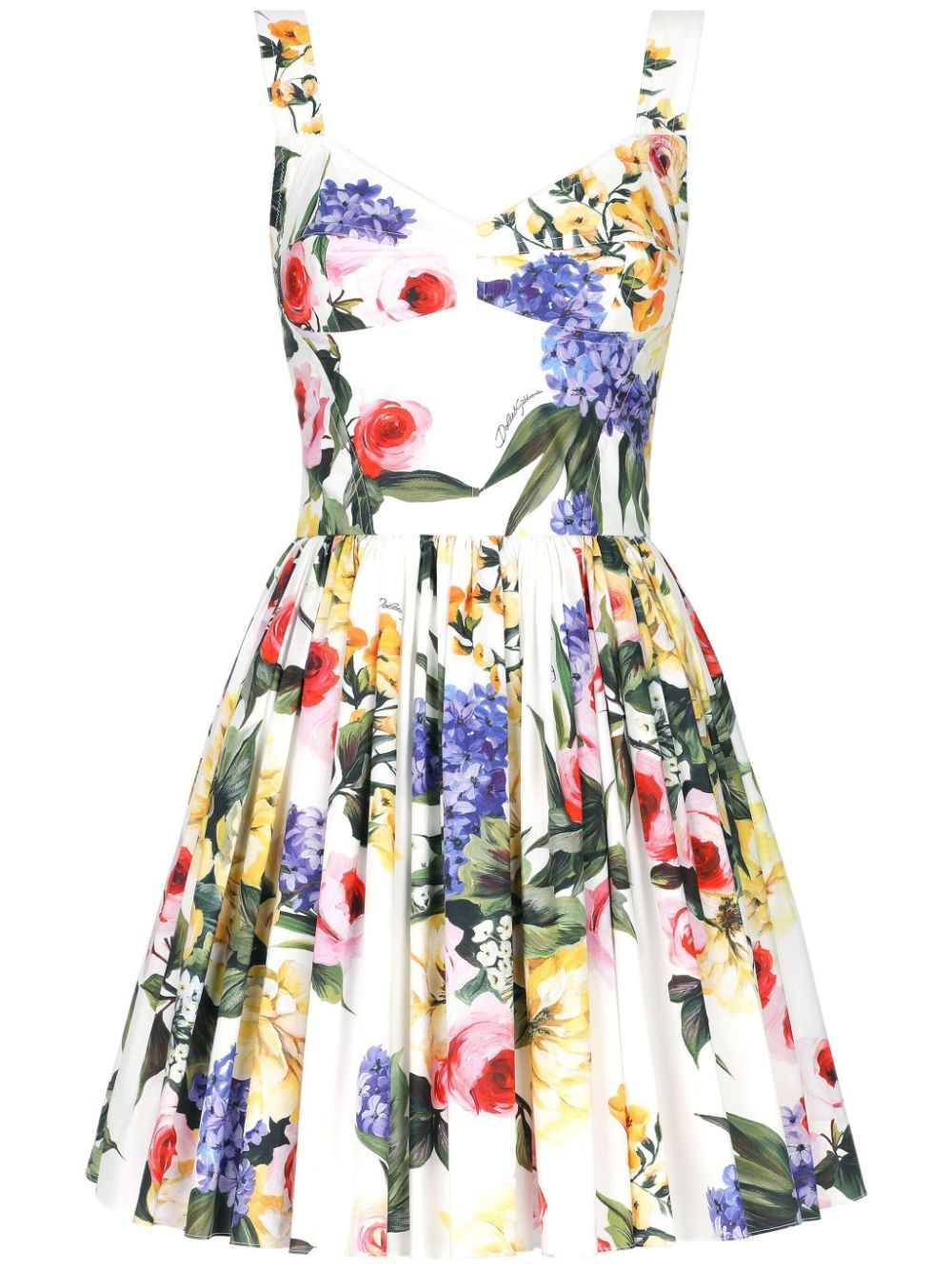 Flower print cotton mini dress - 1