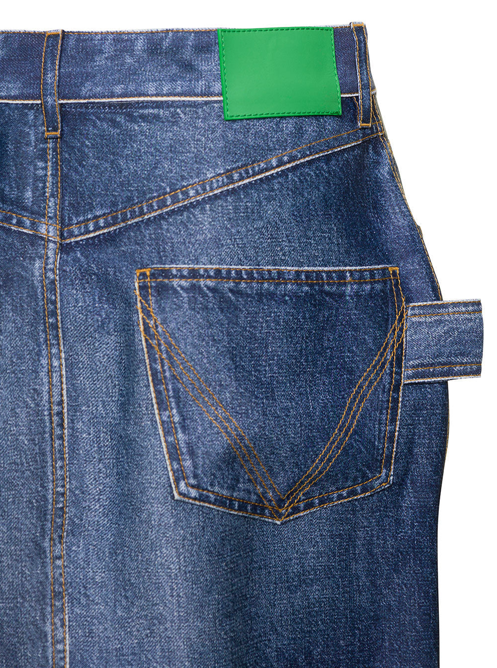 Bottega Veneta Women Midi Blue Skirt With Logo Ptahc In Denim Printed Silk And Viscose Woman - 3