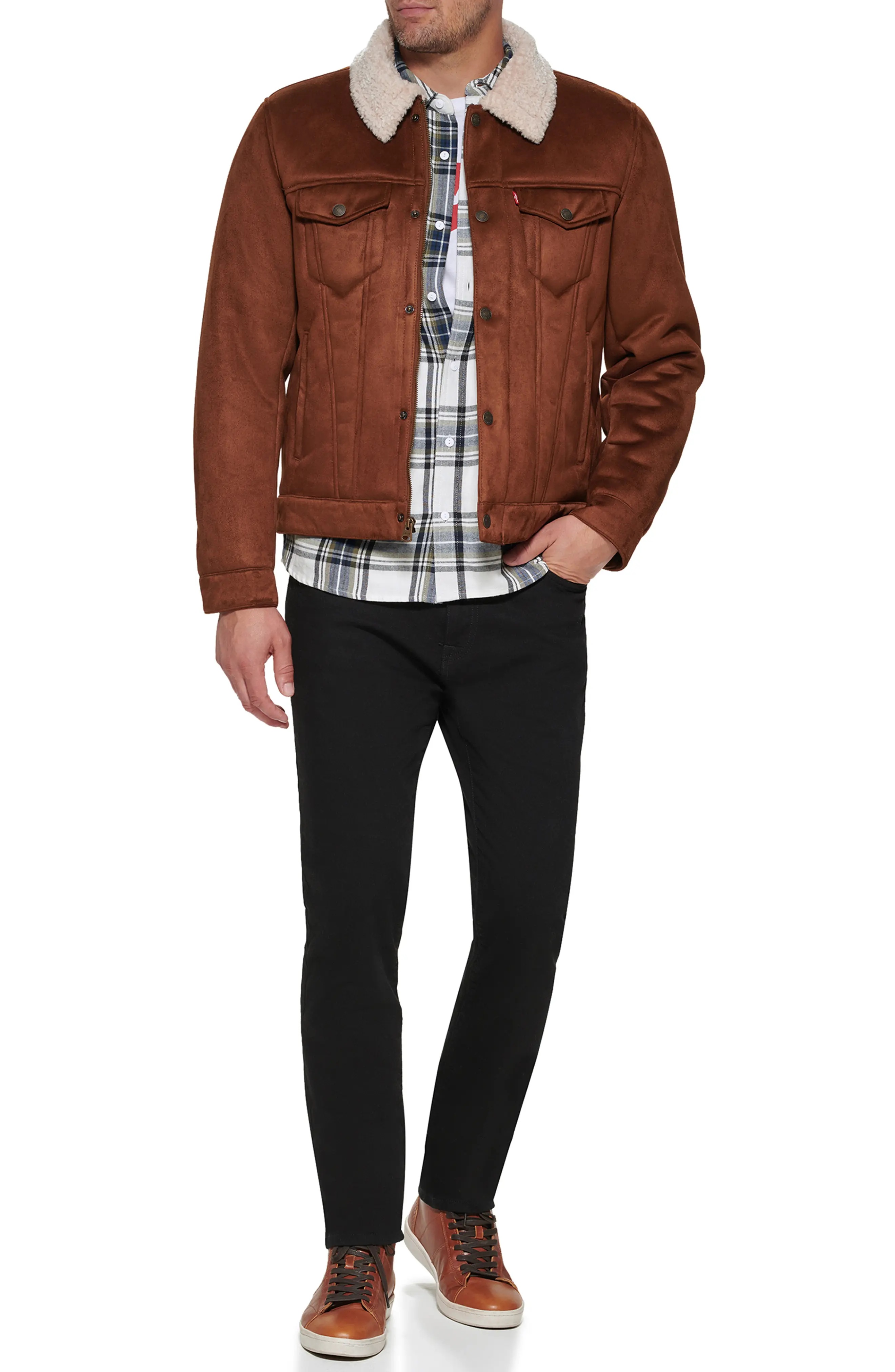 Faux Shearling Lined Trucker Jacket - 4