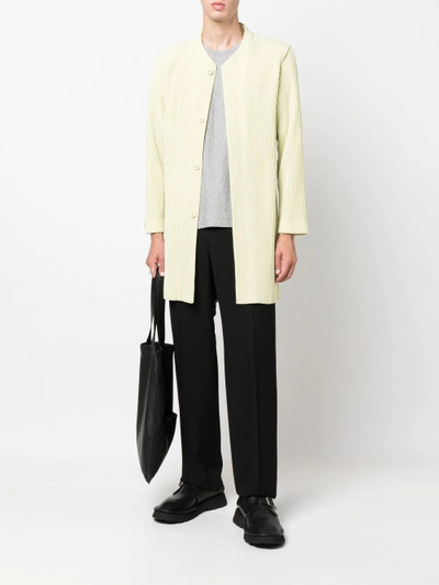 ISSEY MIYAKE plissé-effect midi coat outlook