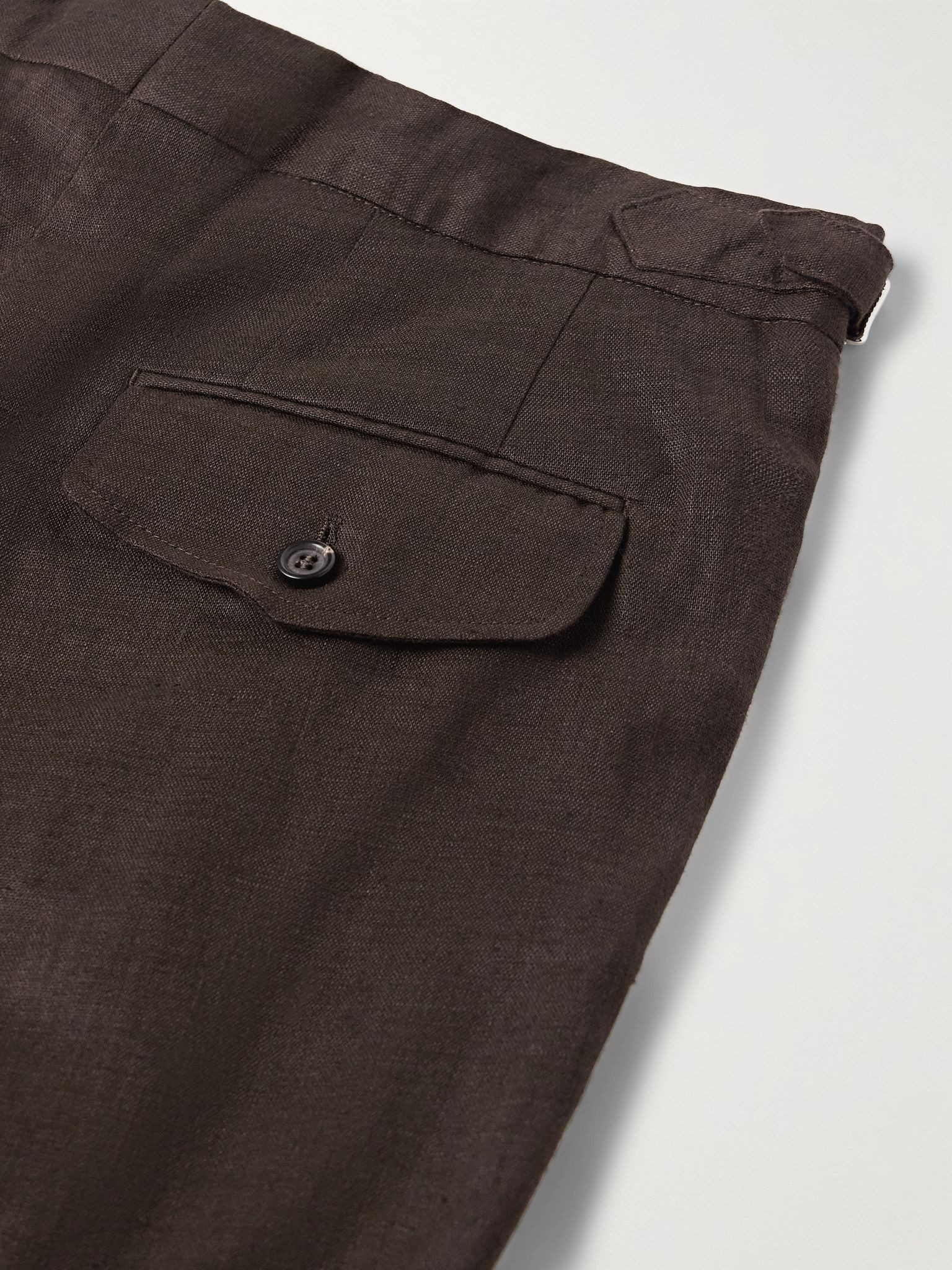 Straight-Leg Linen Suit Trousers Brown - 5