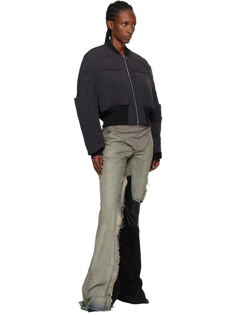 Rick Owens Black Concordians Girdered Cropped Bomber Down Jacket outlook