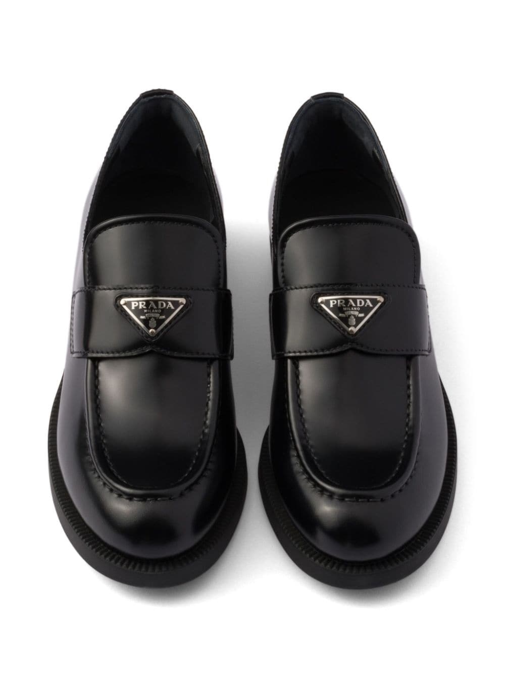 brushed leather loafers - 5