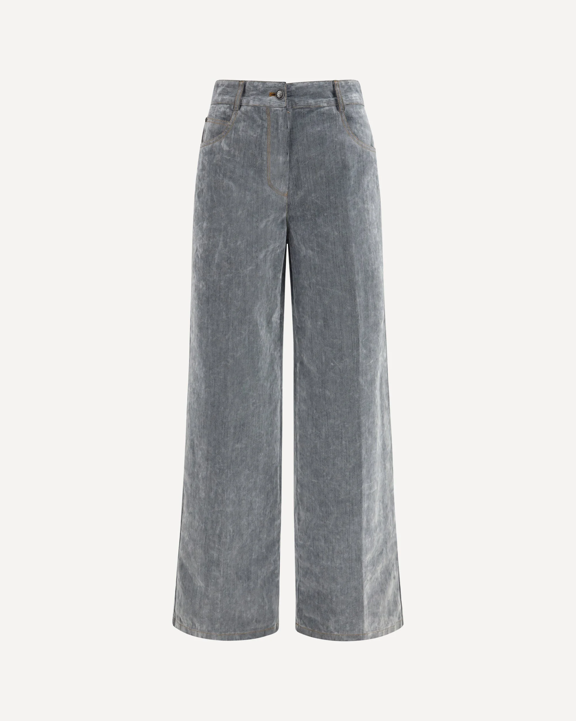 Wide leg Jeans in flocked denim - 1