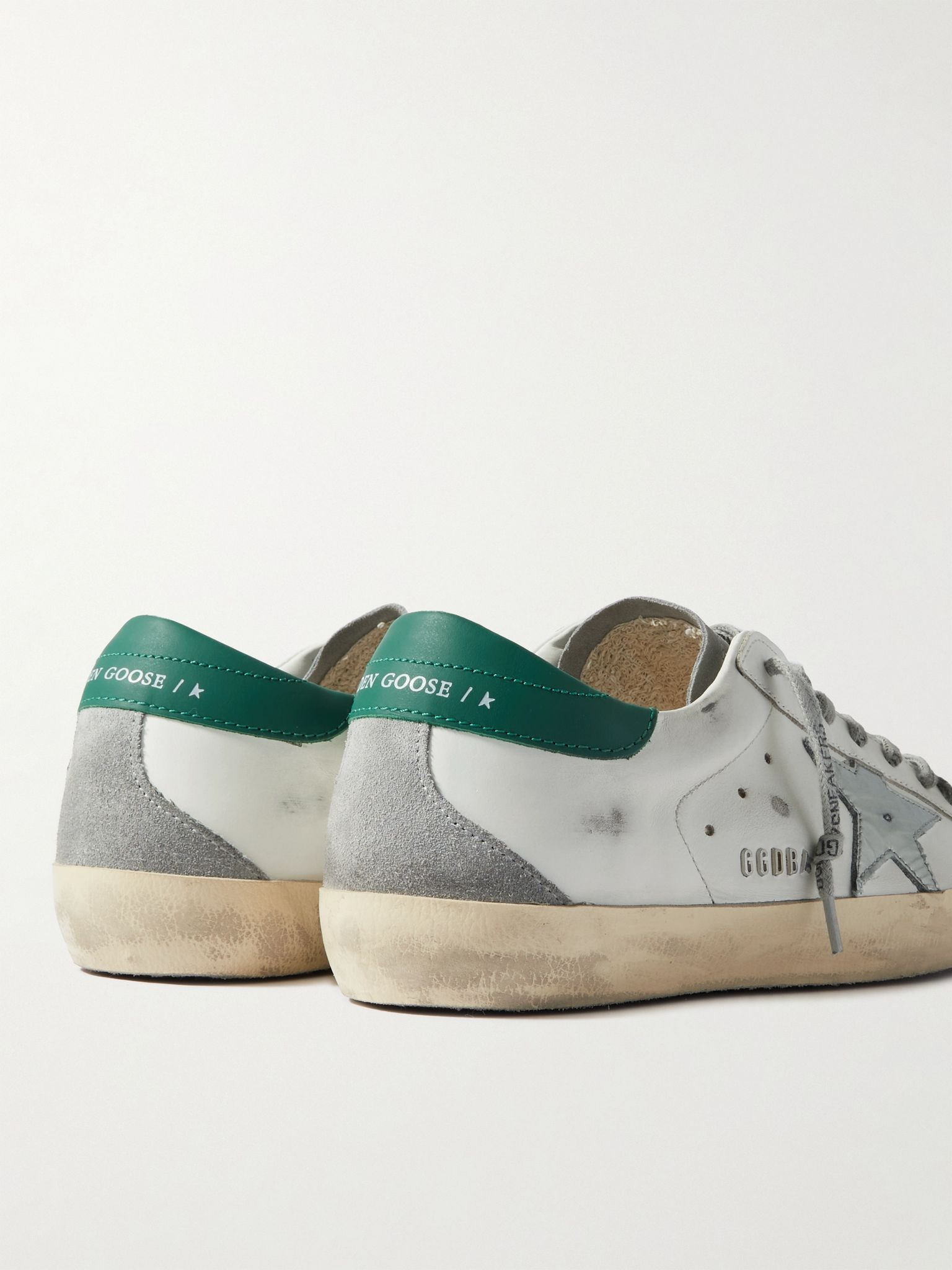 Super-Star Distressed Suede-Trimmed Leather Sneakers White - 5