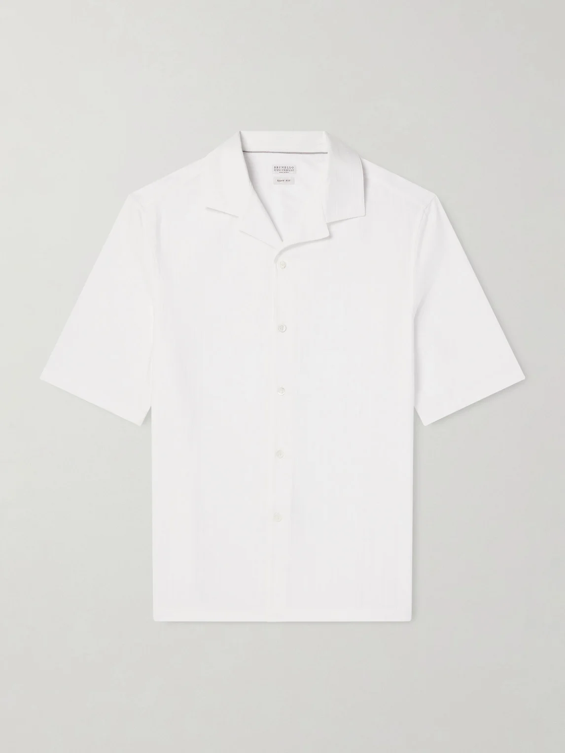 Camp-Collar Textured-Cotton Shirt - 1