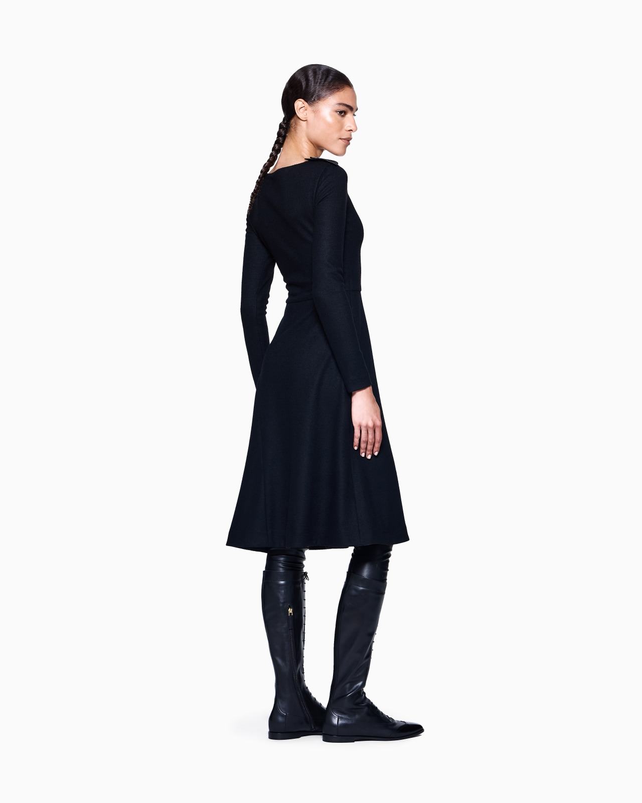 WOOL JERSEY DRESS WITH EPAULETTES DETAIL - 3