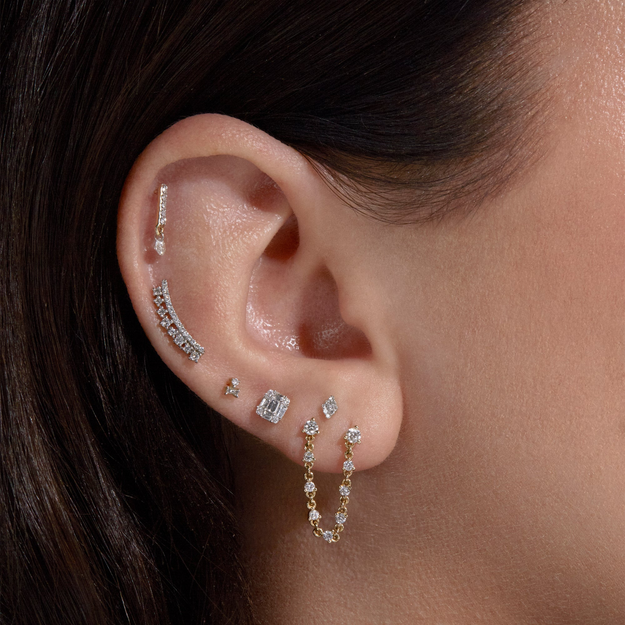 Chain Of Diamonds Double Stud - 3