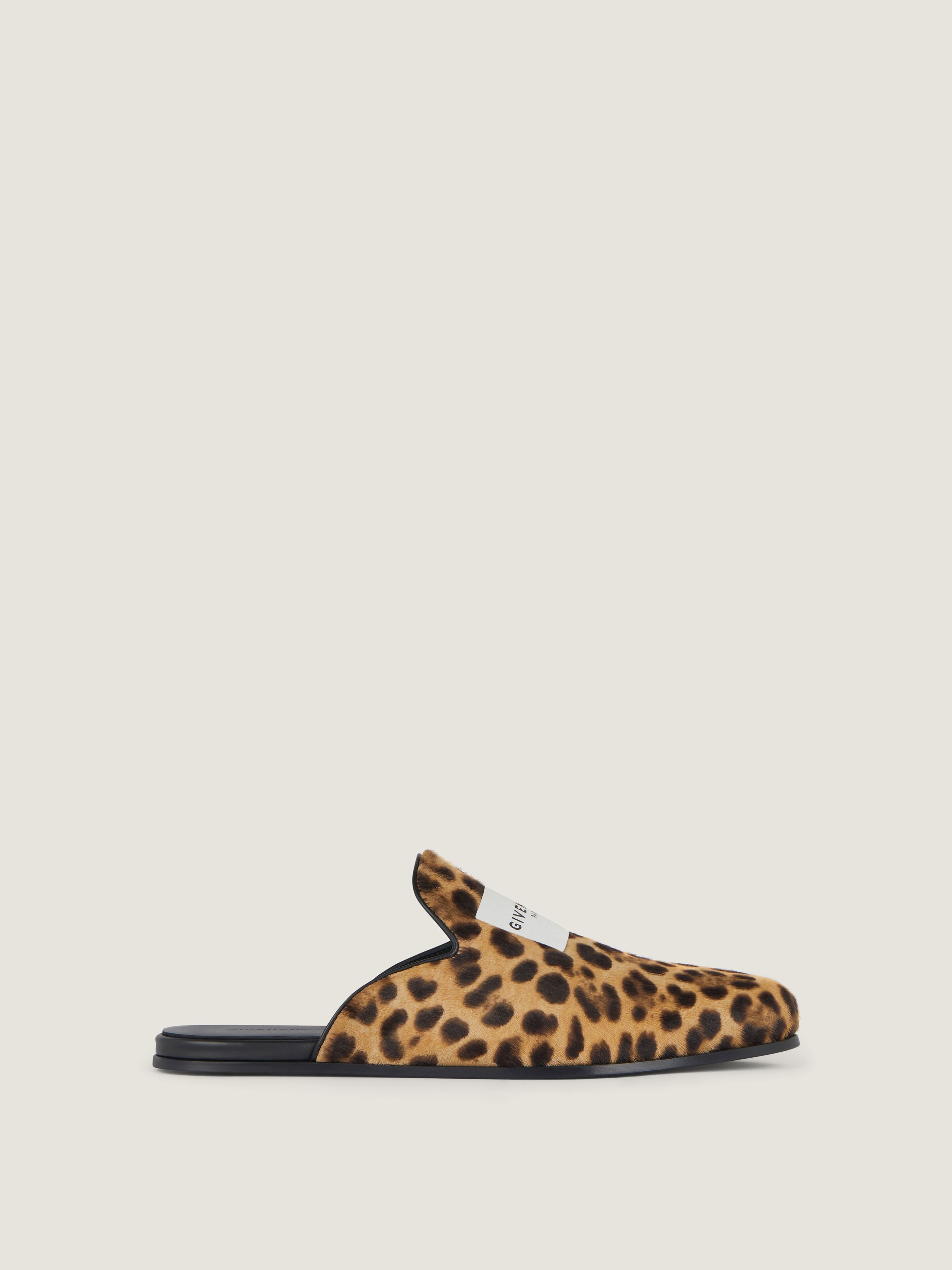 LABEL FLAT MULES IN LEATHER WITH LEOPARD PRINT - 2