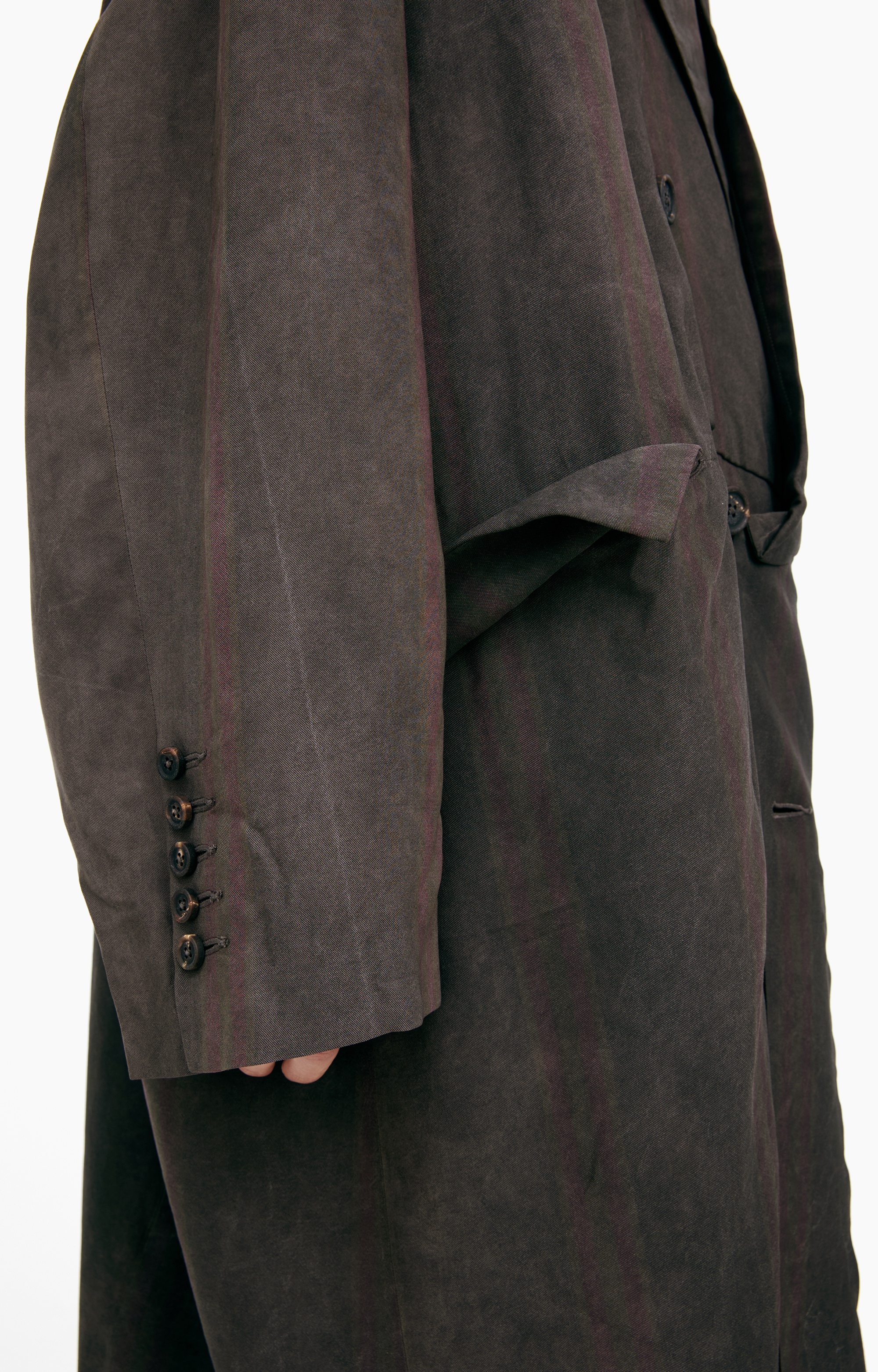 DOUBLE-BREASTED STRIPED TRENCH COAT - 5