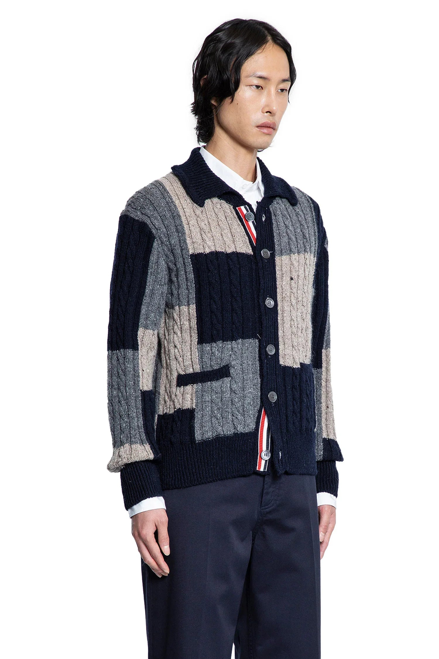 Patchwork-Cable-Knit-Intarsia-Cardigan - 2