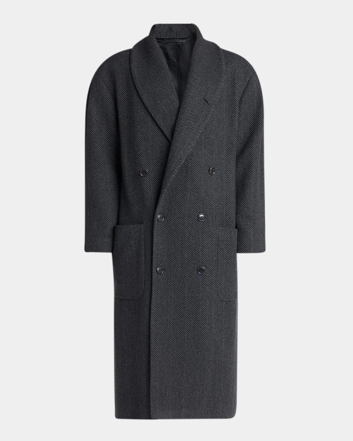 Men's Cashmere Herringbone Double-Breasted Overcoat - 1