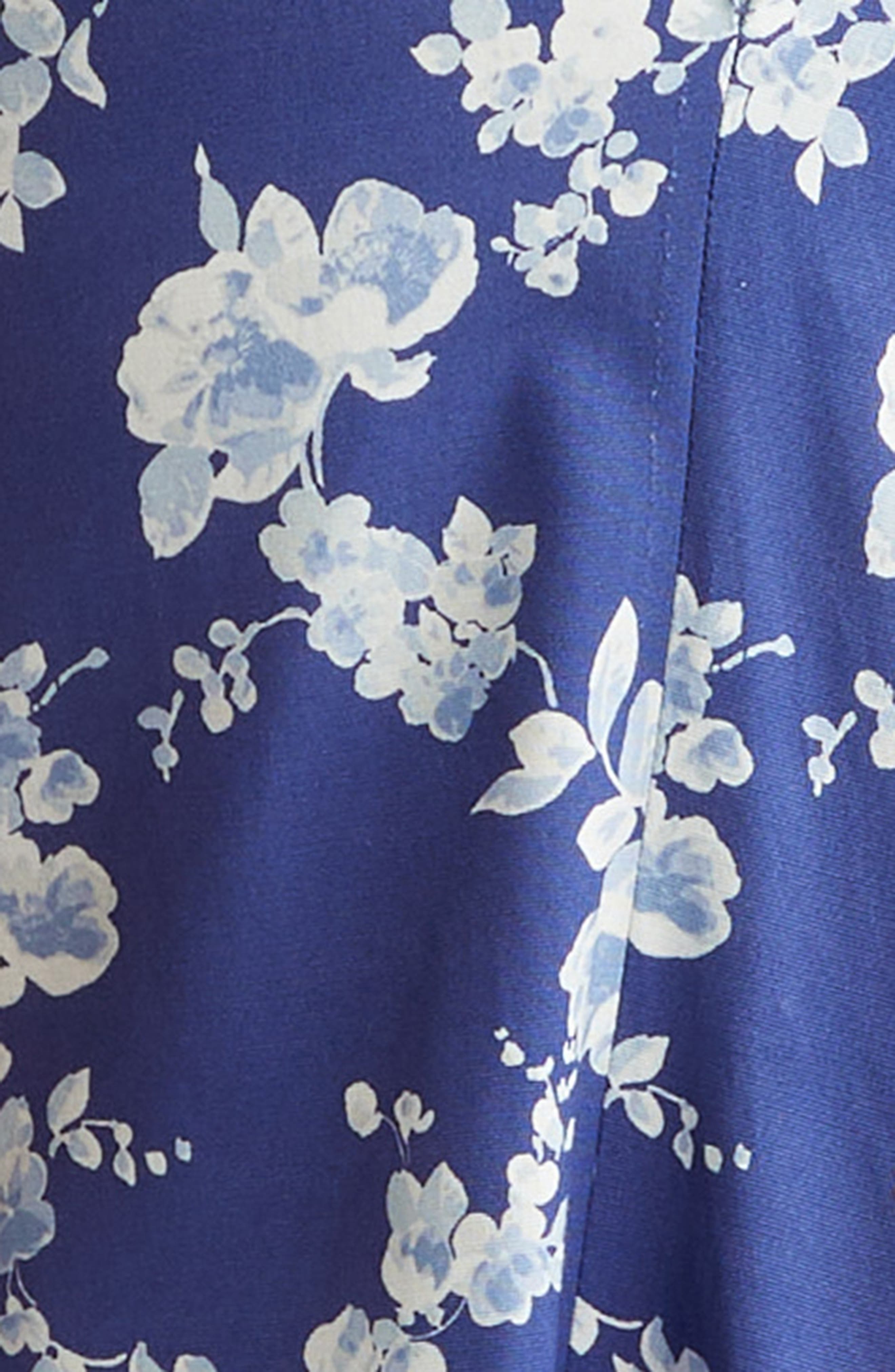 Carolina Herrera Floral Print Ruched Faille Gown in Nautilus Multi at Nordstrom - 6