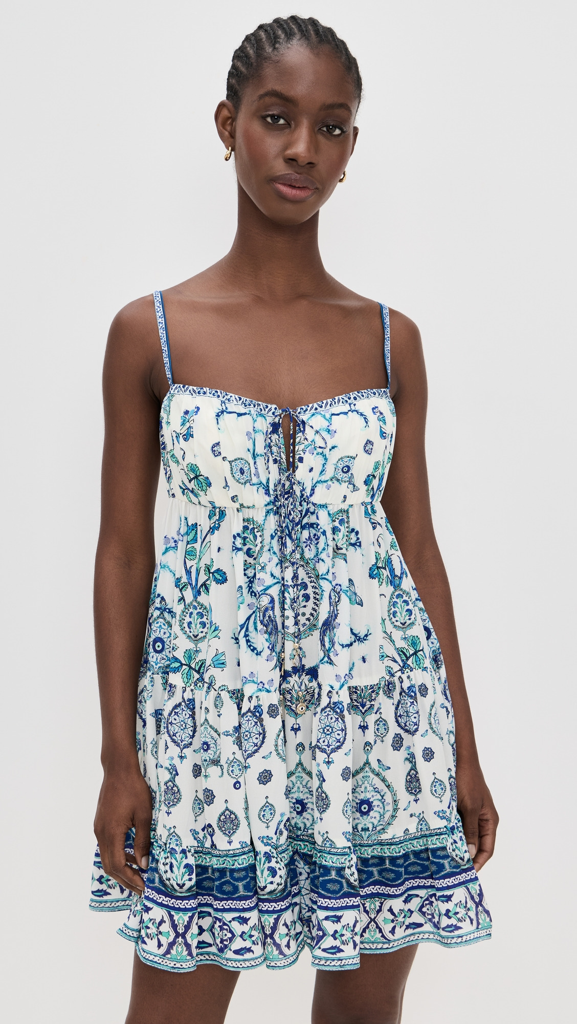 Gathered Bust Tiered Mini Dress - 6