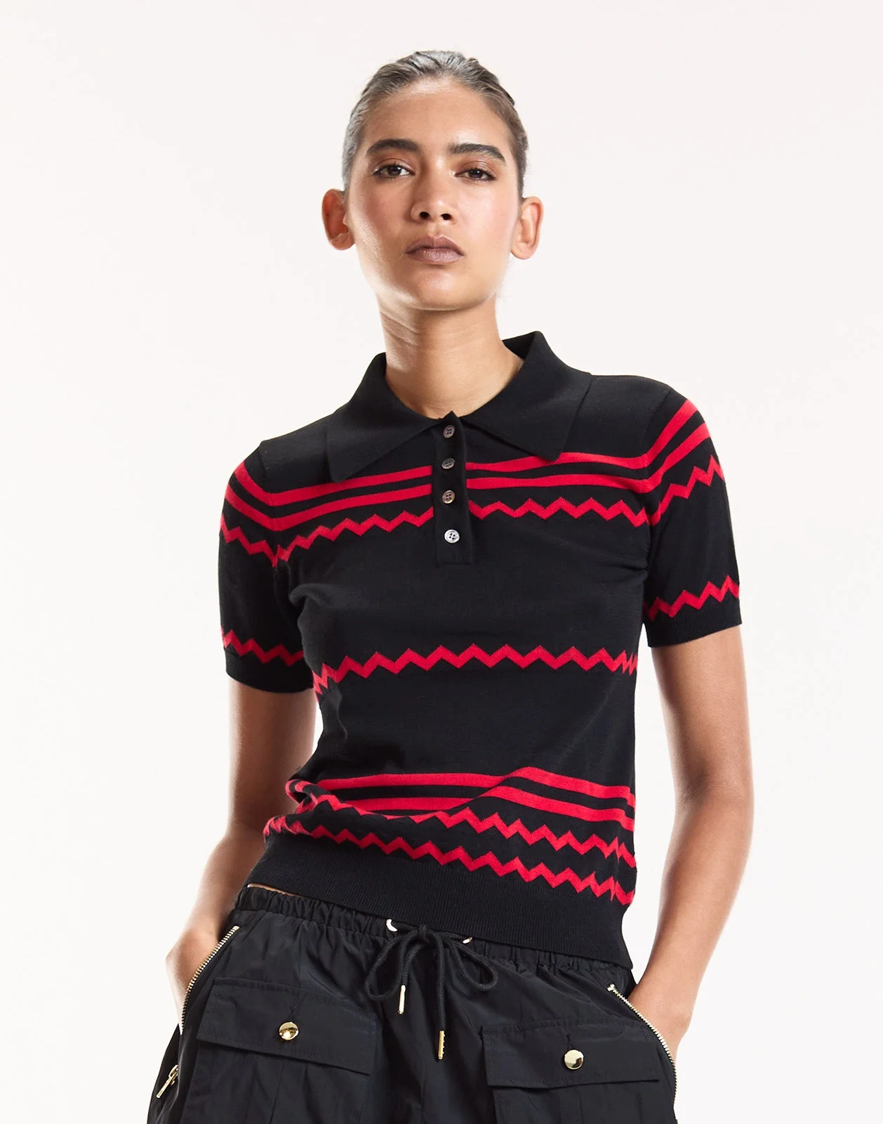Ziggy Cropped Knit Polo - 1
