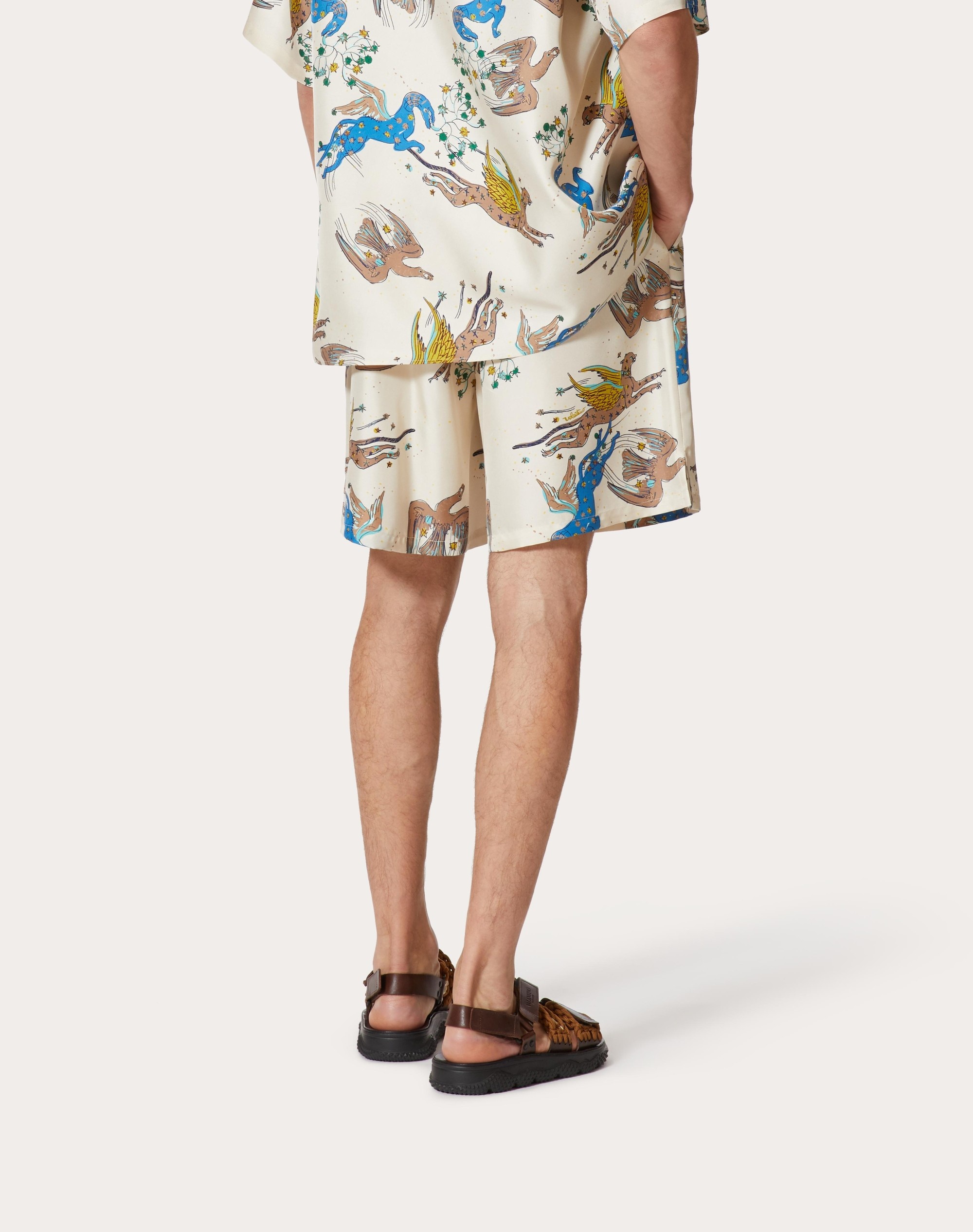 SILK BERMUDA SHORTS WITH VALENTINO UTOPIA WORLD PRINT - 4