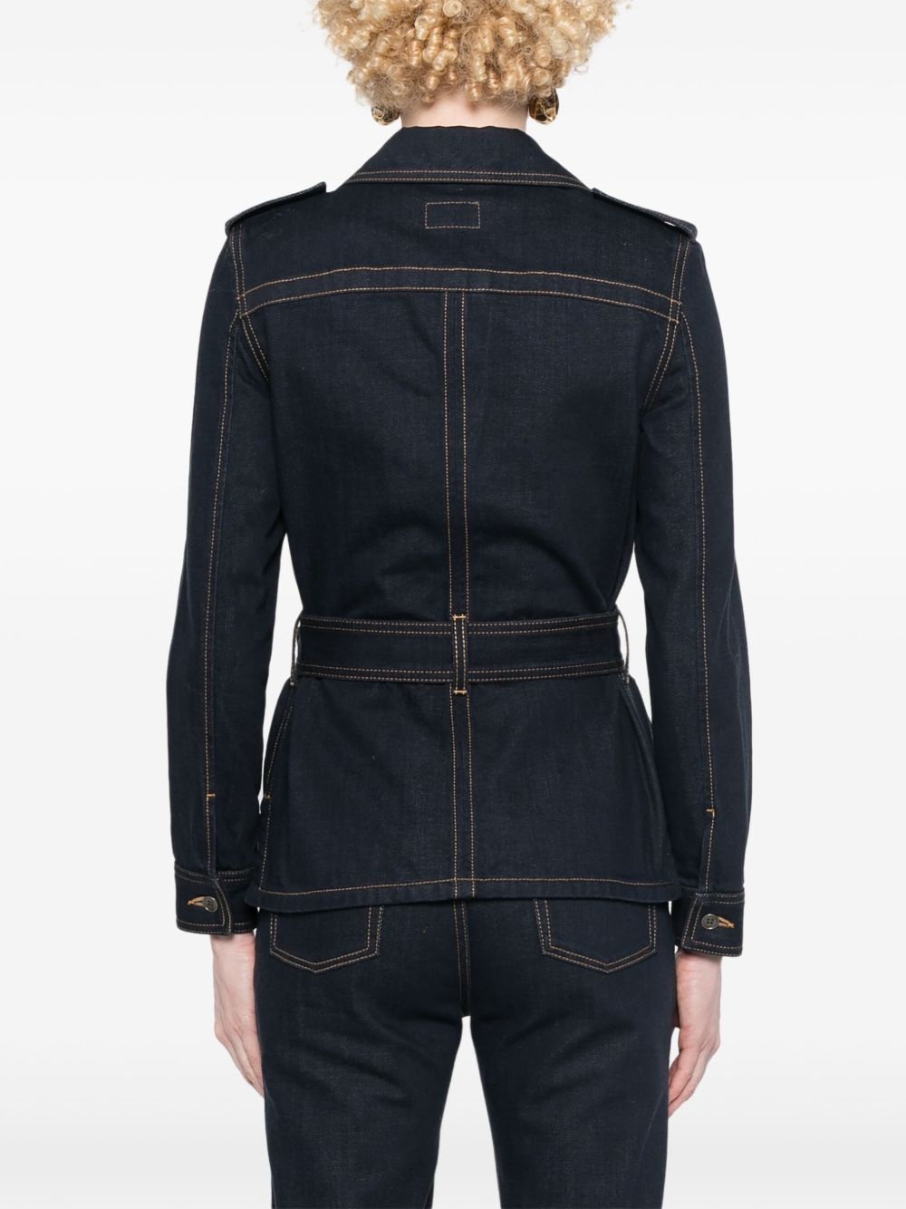 belted denim jacket - 4