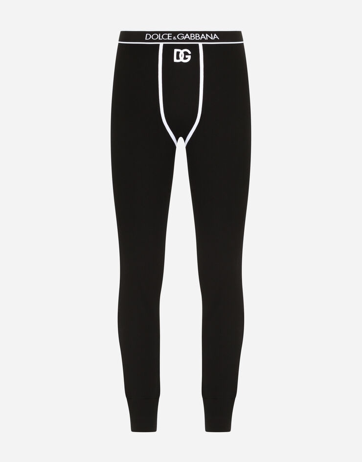 Fine-rib cotton leggings with DG patch - 1