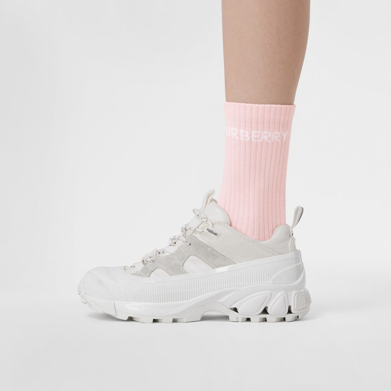 Logo Intarsia Technical Stretch Cotton Socks 5