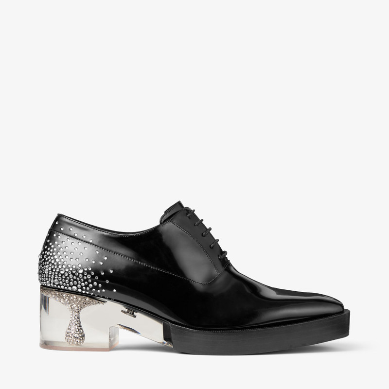 Jimmy Choo noir kei ninomiya Crystal Shoe Black Polished Calf Leather Lace-Up Shoes with Crystal Emb 1