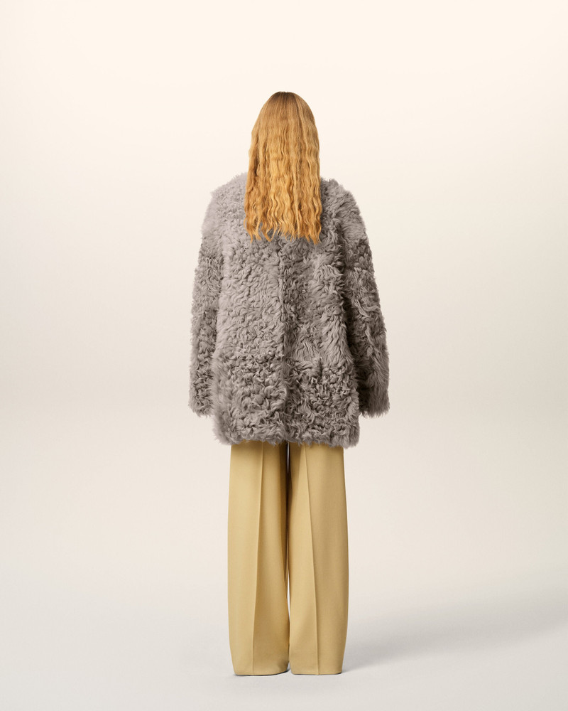 GREY SHEARLING SHORT COAT 5
