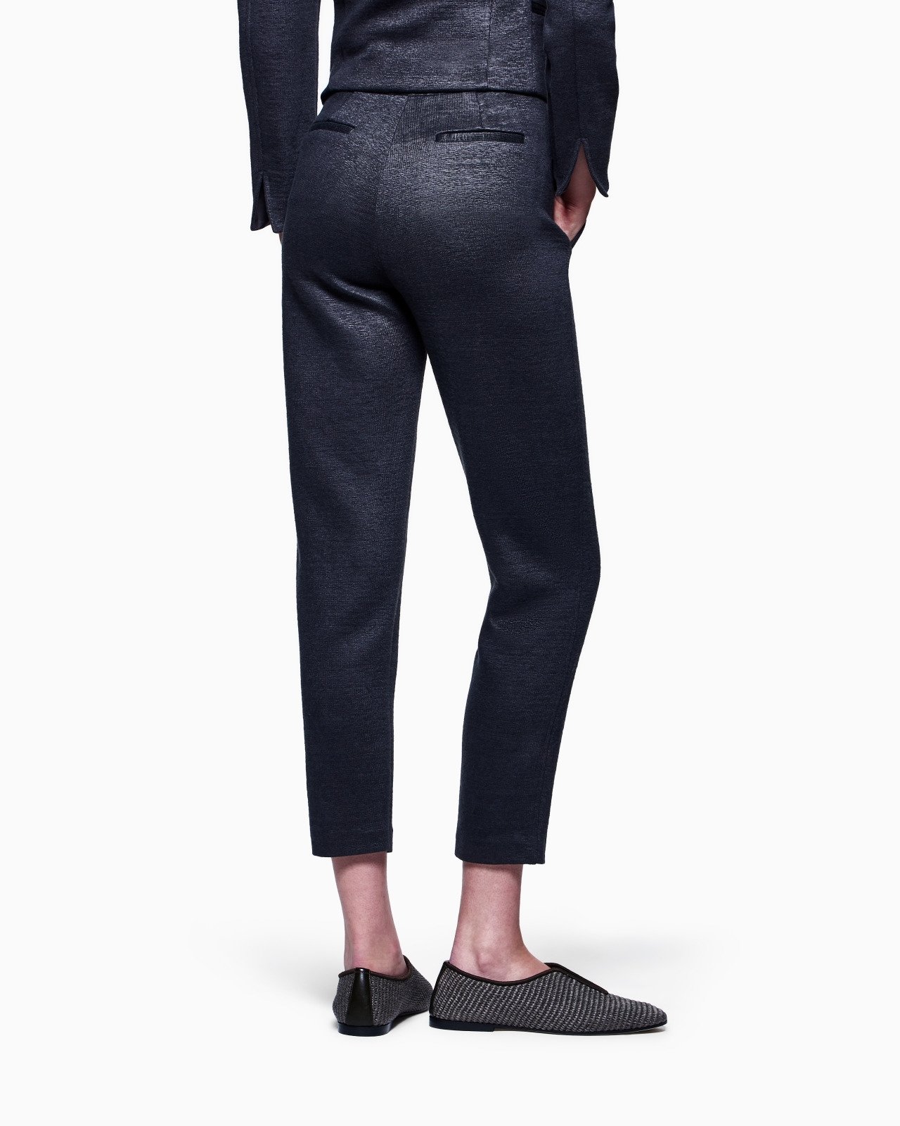LINEN AND VISCOSE JERSEY STRAIGHT TROUSERS - 3
