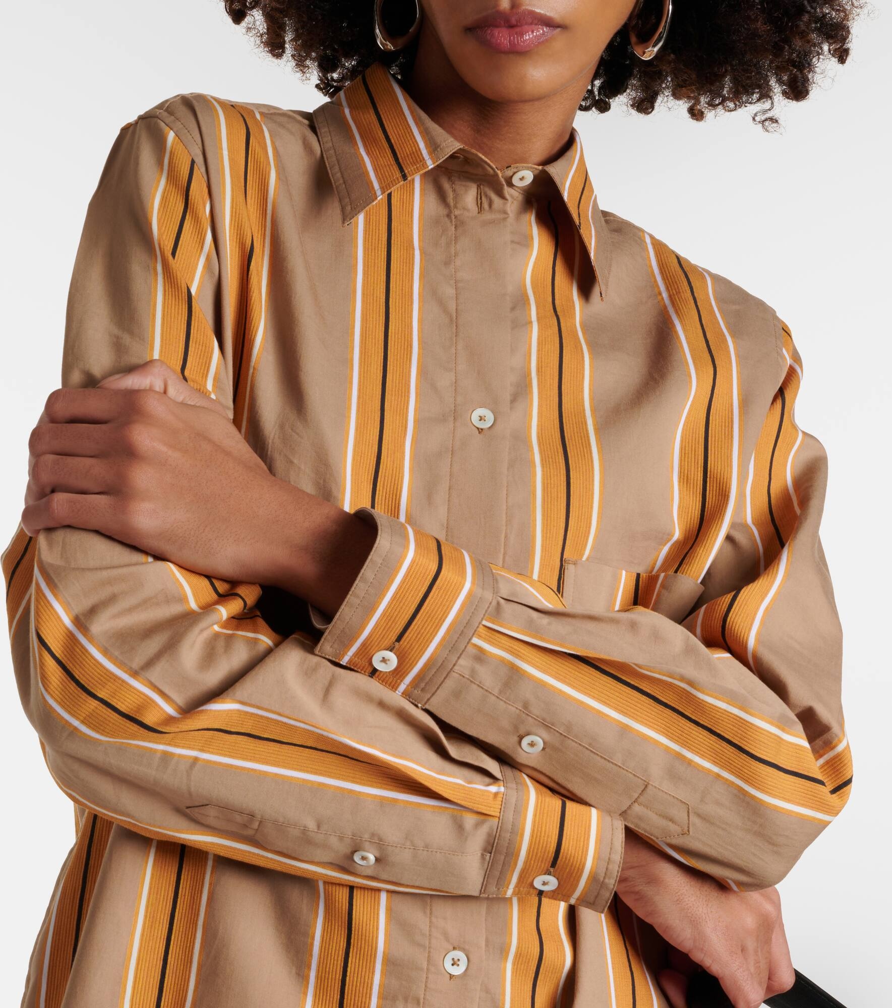 Jacquard striped cotton-blend shirt dress - 4