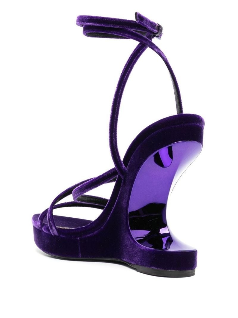 130mm wedge velvet sandals - 3