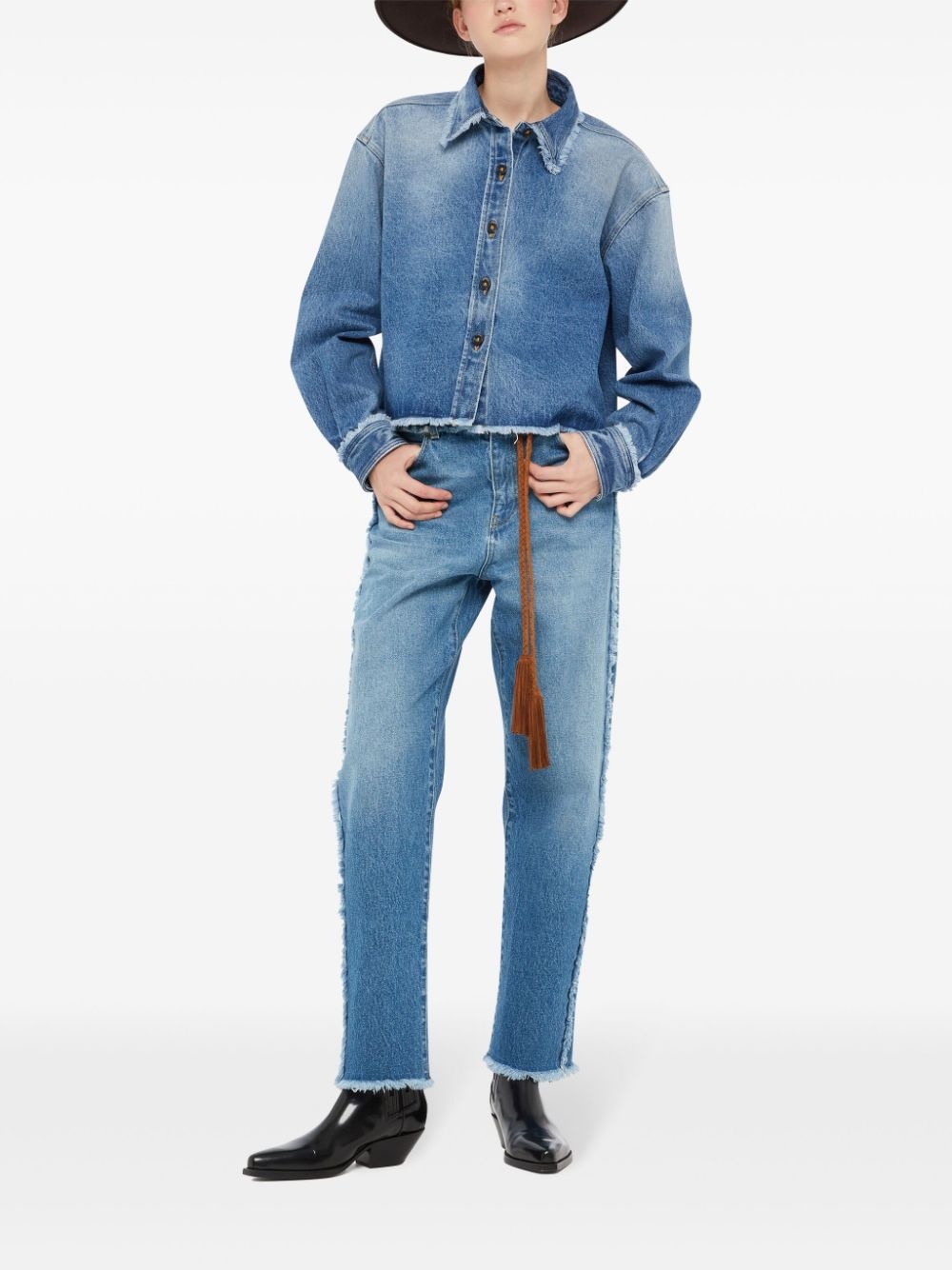 fringed straight jeans - 2