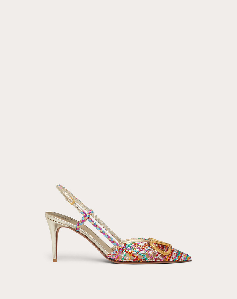 VLOGO SIGNATURE SLINGBACK PUMP IN WOVEN METALLIC NAPPA 80 MM 1
