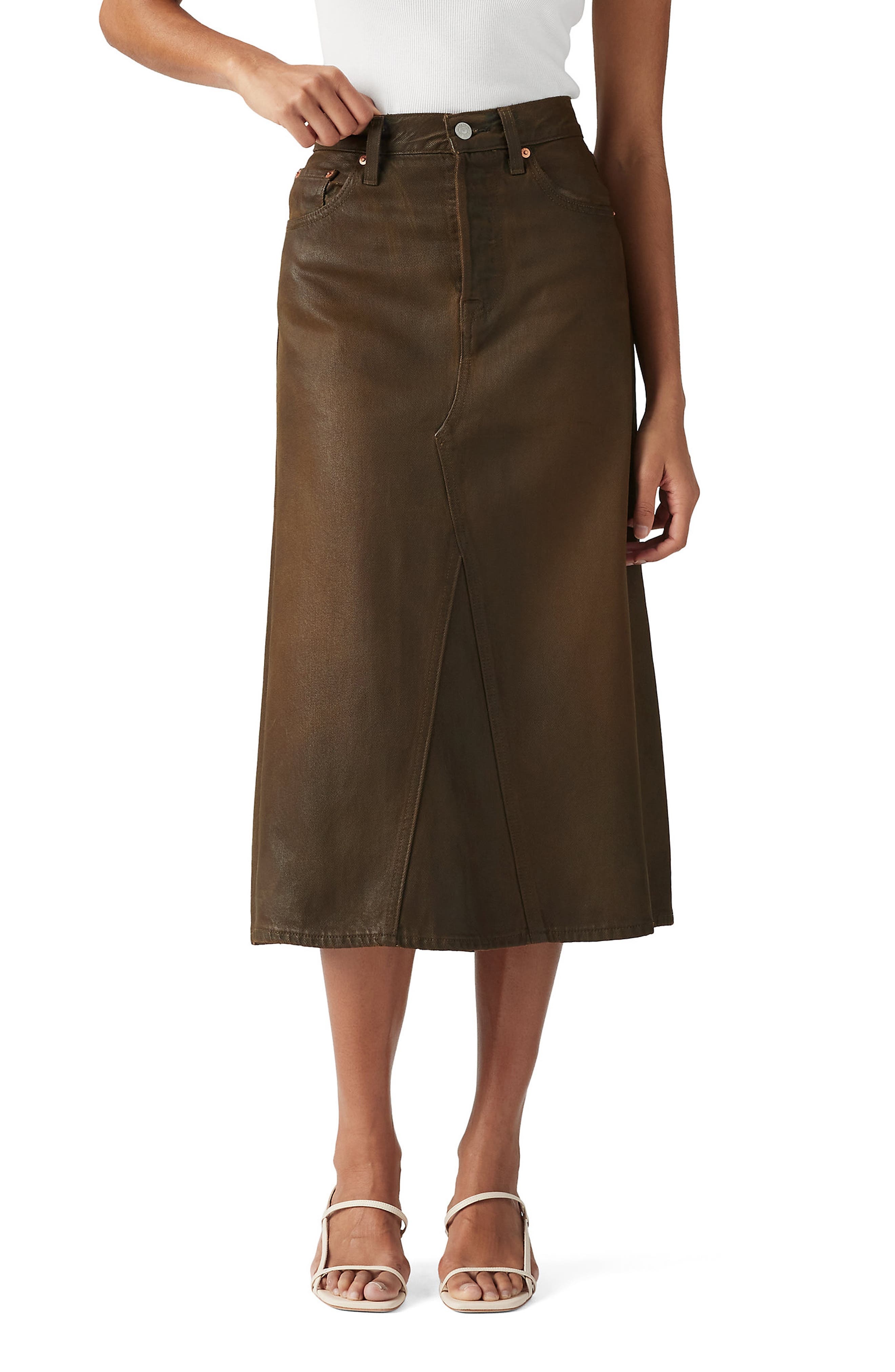 levi's Pay Day Coated Denim Midi Skirt in Pay Day Skirt at Nordstrom - 1