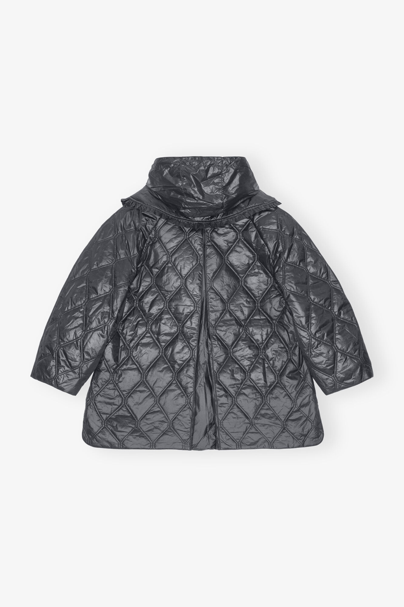 ジャケット Ganni FW25 'Black Shiny Quilt Midi' jacket (W0343 252) Black Sand Black Shiny Quilt Midi Jacket | GANNI US