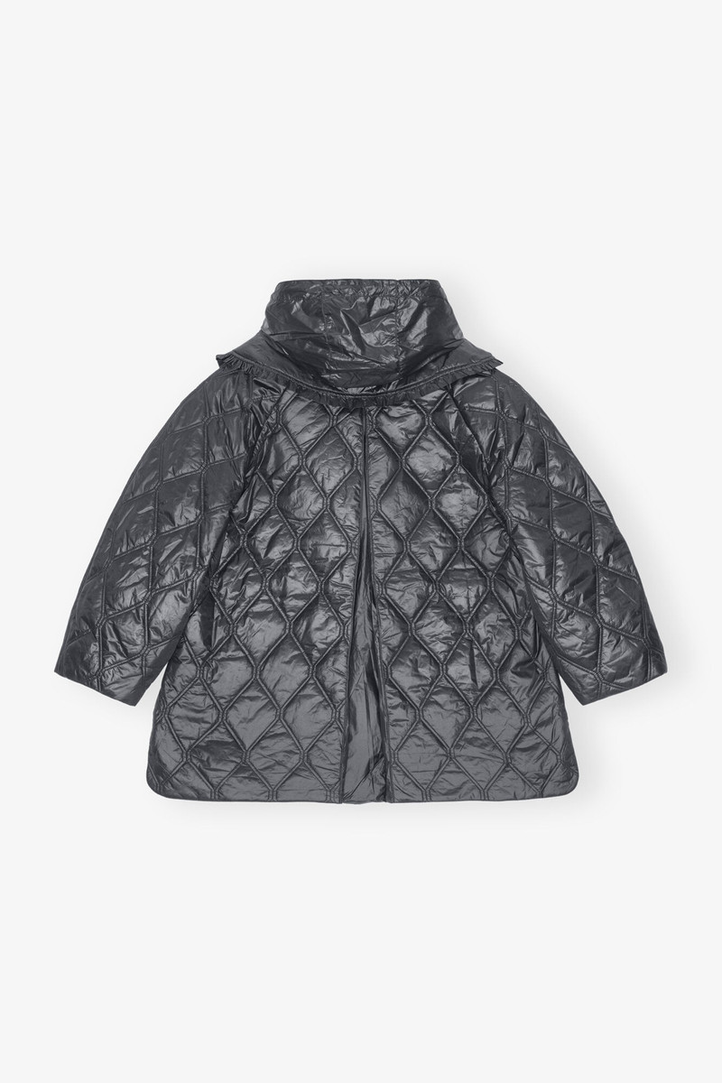 BLACK SHINY QUILT MIDI JACKET 6
