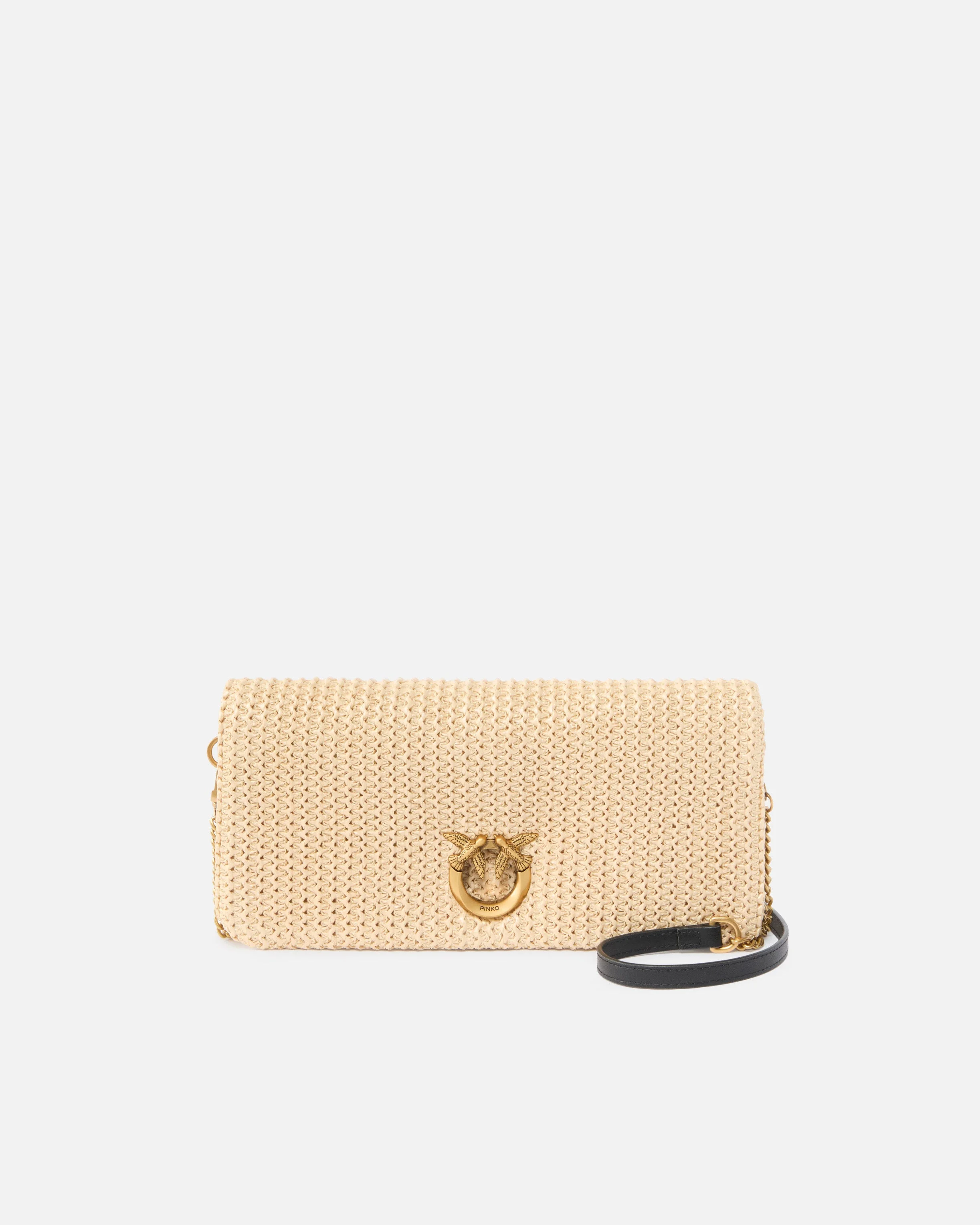 LOVE BAG CLICK SOFT HORIZONTAL CLASSIC MEDIUM CROSSBODY CLUTCH IN RAFFIA - 1