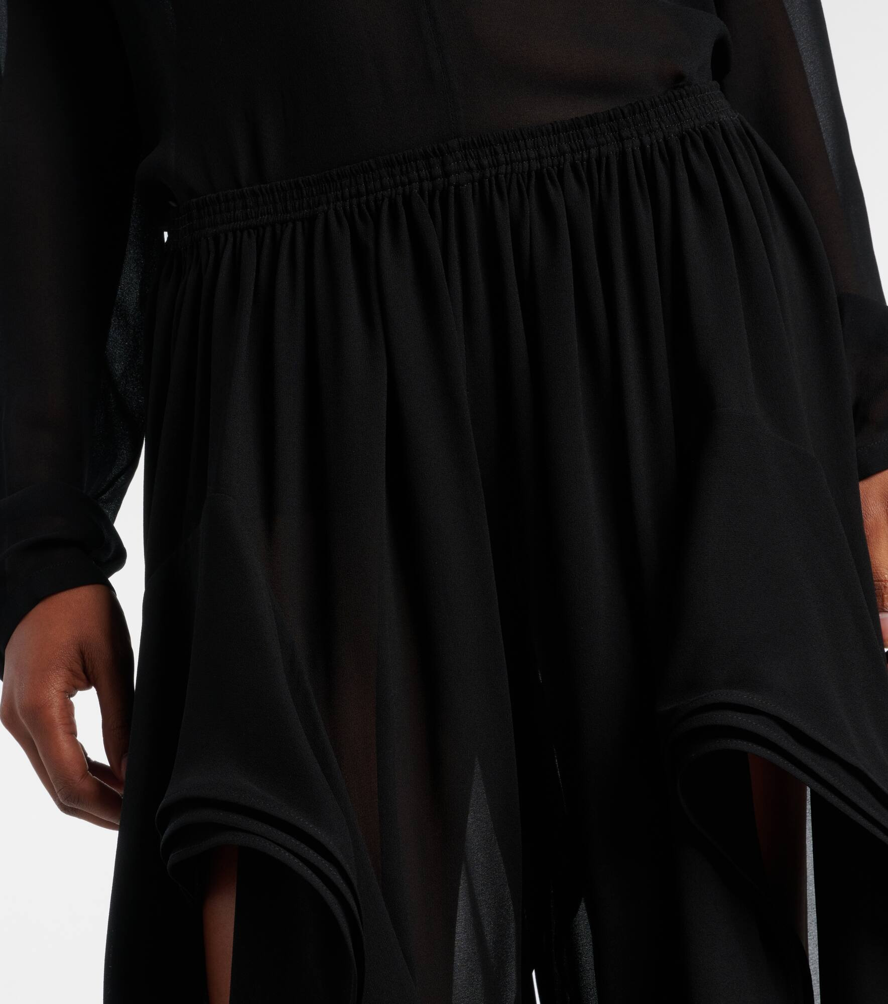 Low-rise georgette wide-leg pants - 4