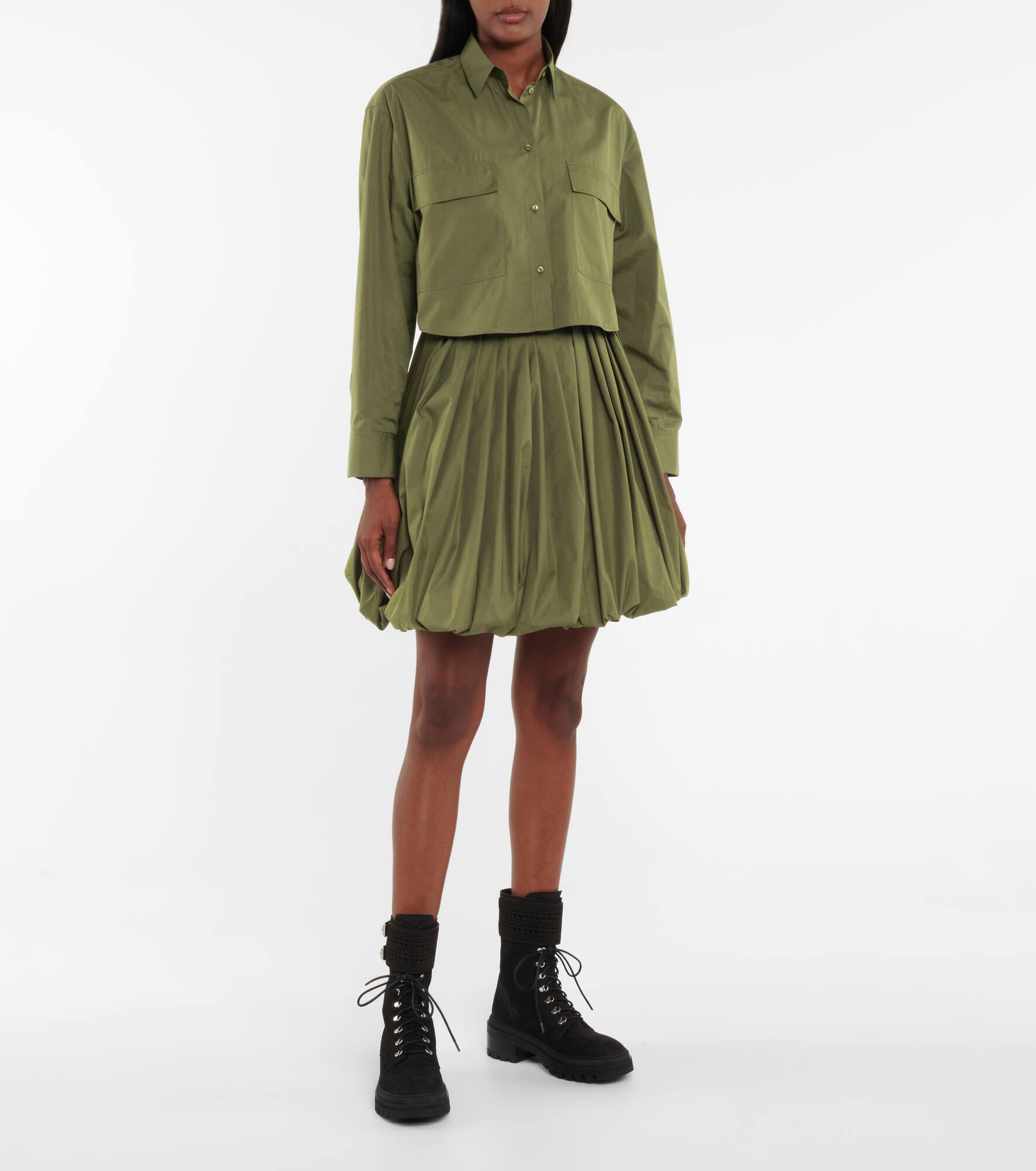Cotton-blend poplin miniskirt - 2